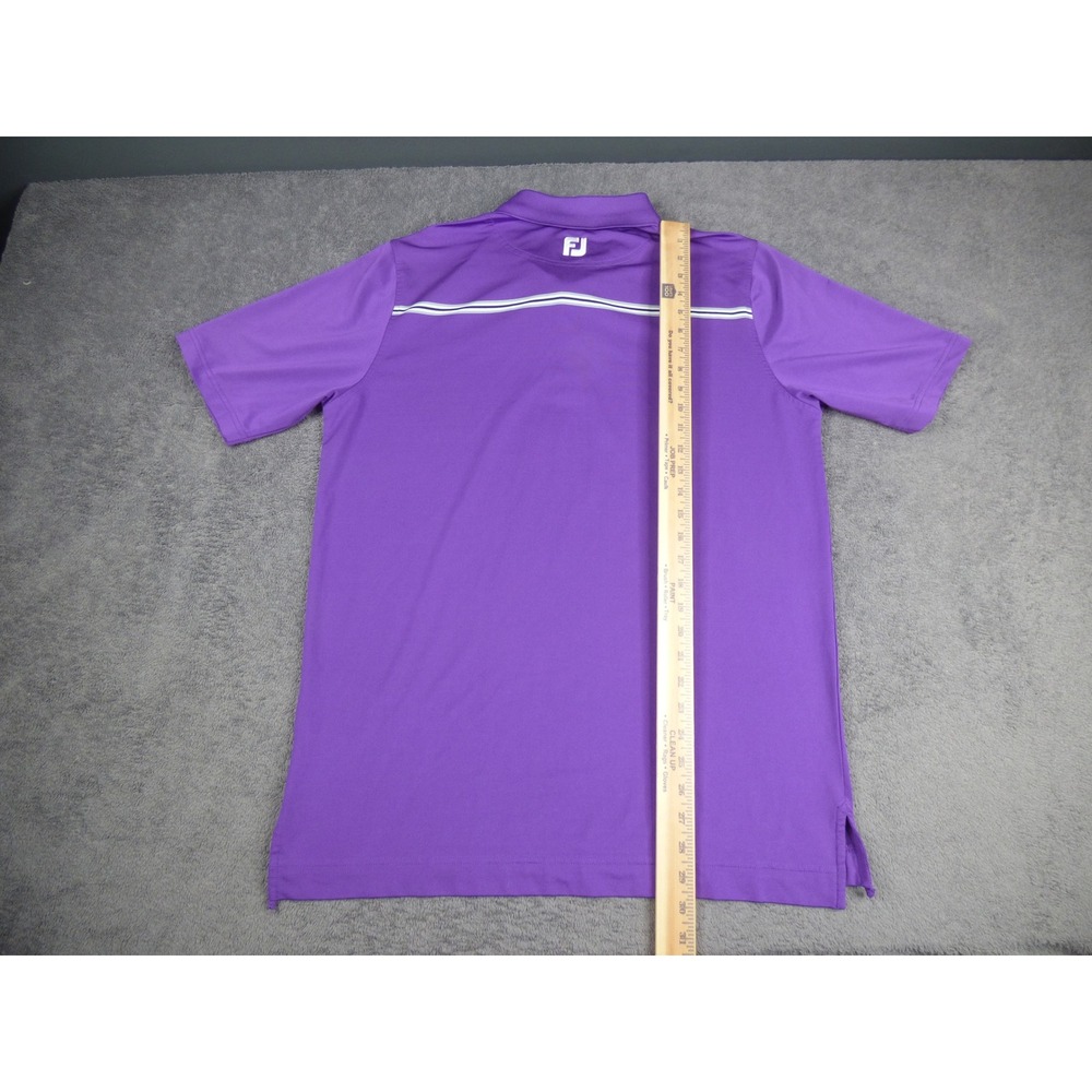 FootJoy Mens Athletic Fit Golf Polo Shirt Purple Striped Short Sleeve Large - Picture 7 of 8